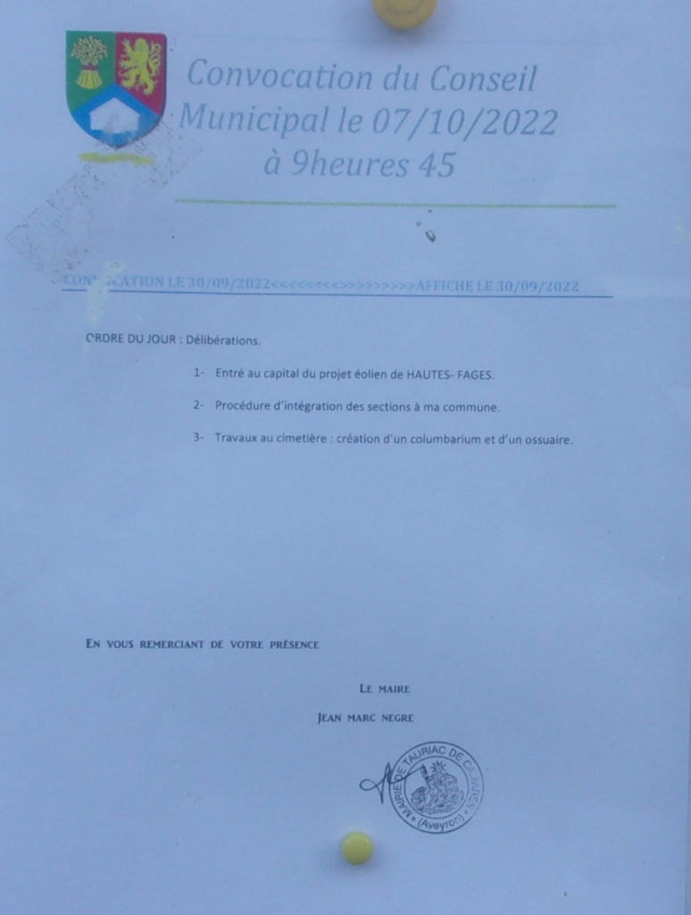 Convocation — CM du 7 octobre 2022
